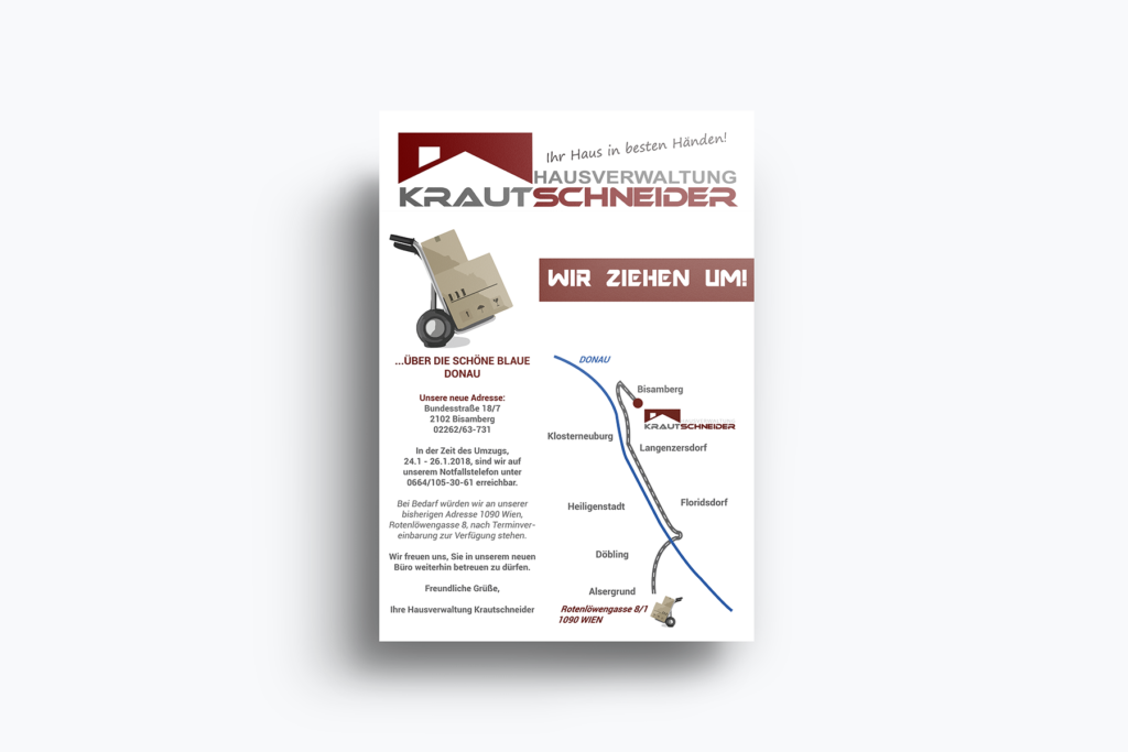 Hausverwaltung Krautschneider Gestaltung Umzugsflyer